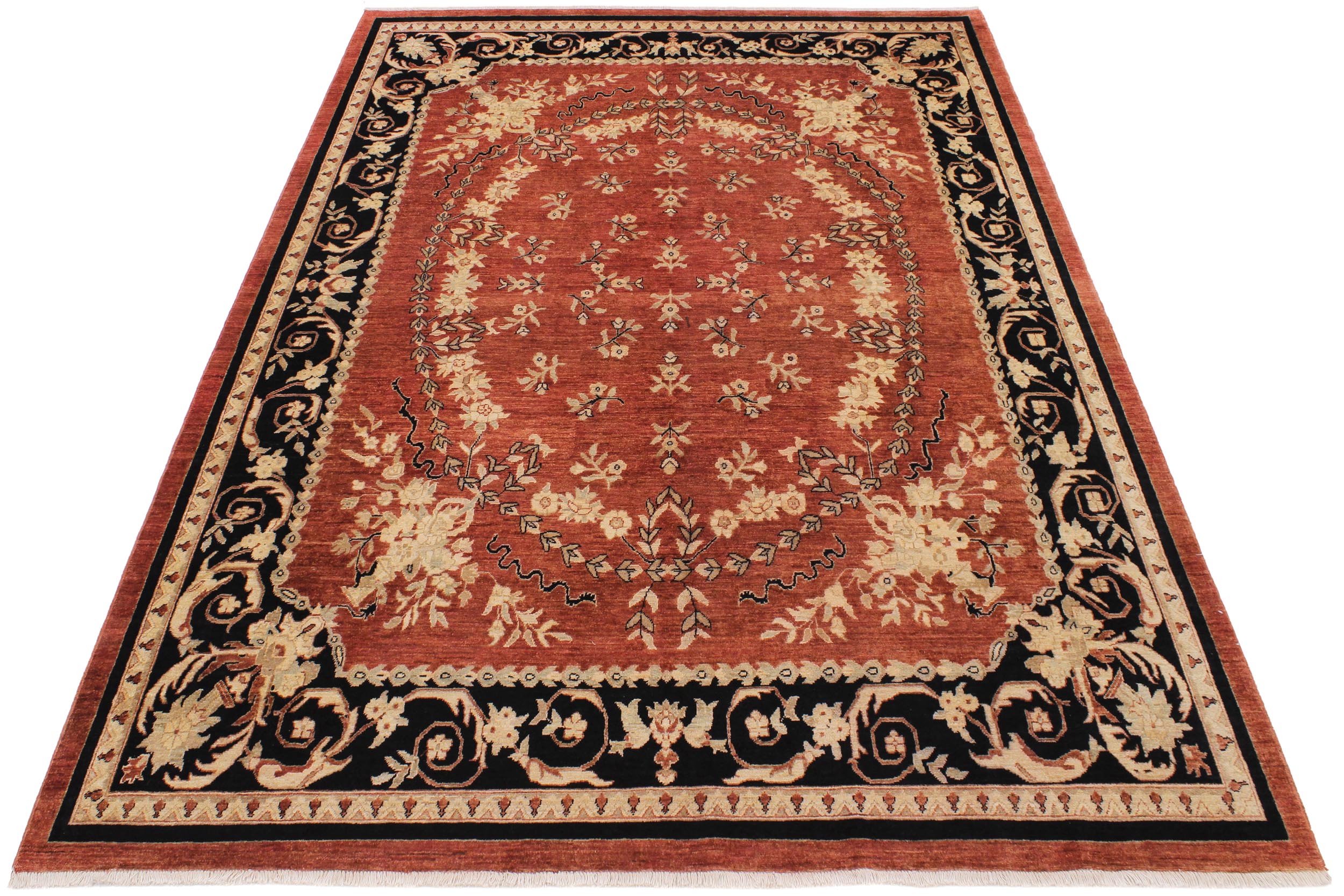 handmade Traditional Kafkaz Rust Black Hand Knotted RECTANGLE 100% WOOL area rug 9x12