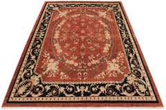 handmade Traditional Kafkaz Rust Black Hand Knotted RECTANGLE 100% WOOL area rug 9X12