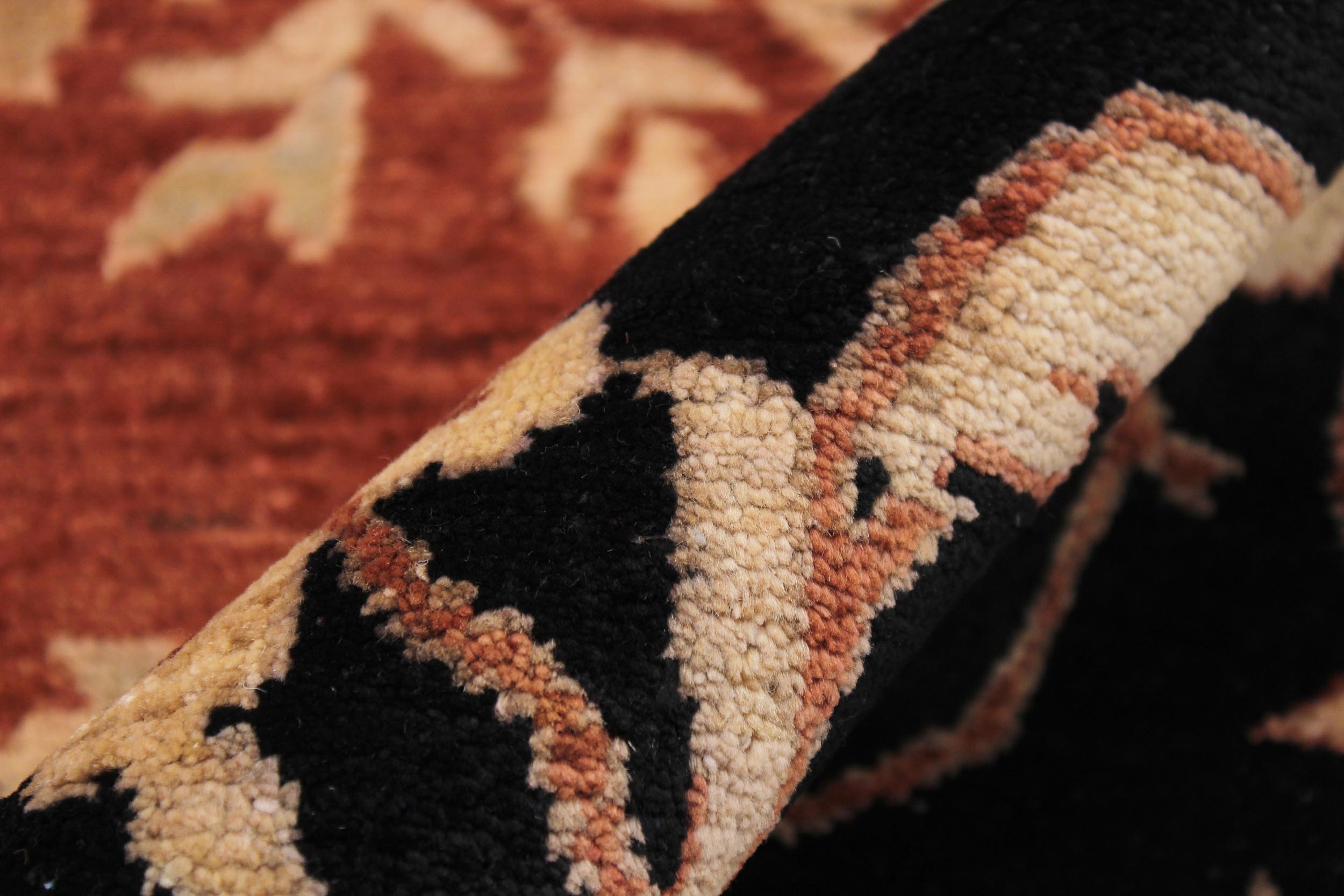 handmade Traditional Kafkaz Rust Black Hand Knotted RECTANGLE 100% WOOL area rug 9x12