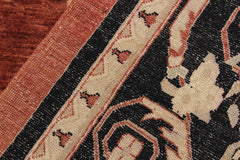 handmade Traditional Kafkaz Rust Black Hand Knotted RECTANGLE 100% WOOL area rug 9X12