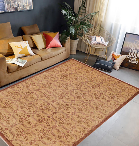 handmade Transitional Kafkaz Tan Brown Hand Knotted RECTANGLE 100% WOOL area rug 9' x 12'