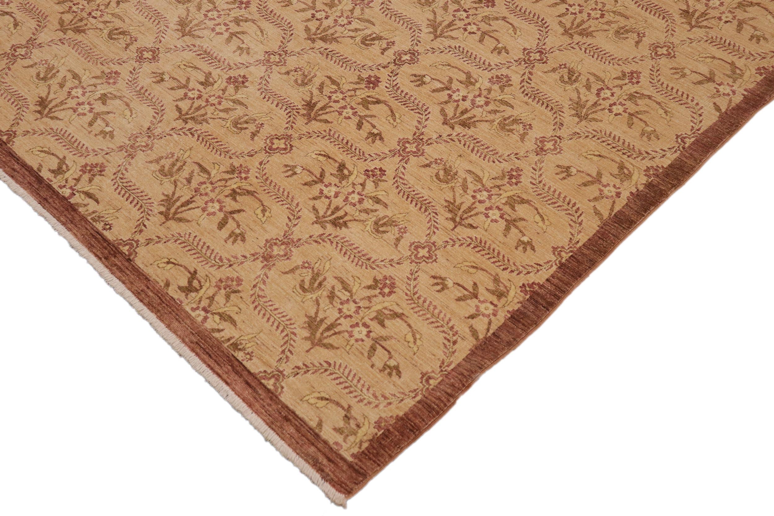 handmade Transitional Kafkaz Tan Brown Hand Knotted RECTANGLE 100% WOOL area rug 9' x 12'