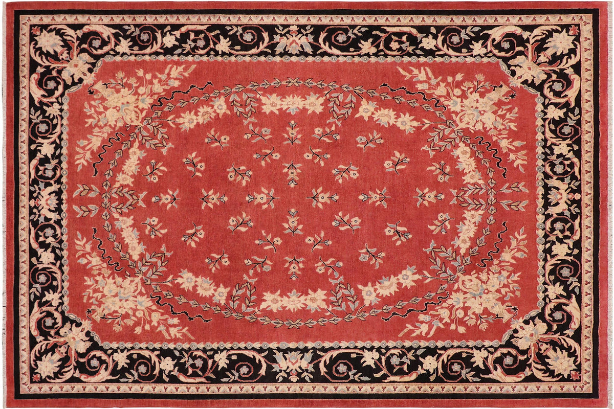 handmade Transitional Kafkaz Rust Black Hand Knotted RECTANGLE 100% WOOL area rug 9' x 12'