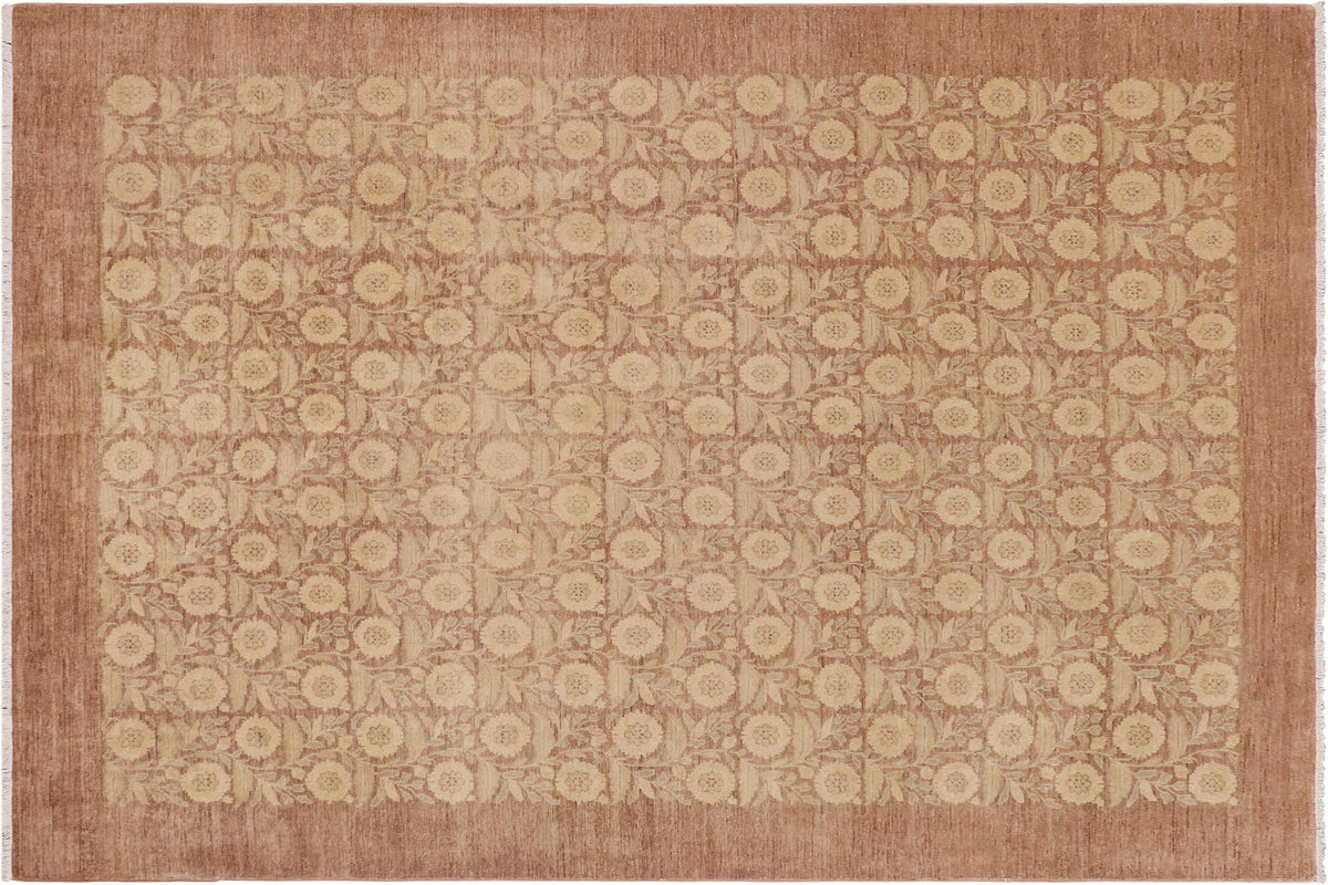 handmade Transitional Kafkaz Nude Tan Hand Knotted RECTANGLE 100% WOOL area rug 9' x 12'