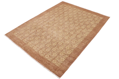 handmade Transitional Kafkaz Nude Tan Hand Knotted RECTANGLE 100% WOOL area rug 9' x 12'