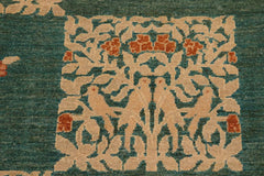 handmade Transitional Kafkaz Green Lt. Tan Hand Knotted RECTANGLE 100% WOOL area rug 9X12