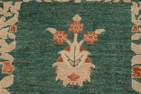 handmade Modern Kafkaz Green Lt. Tan Hand Knotted RECTANGLE 100% WOOL area rug 9' x 12'