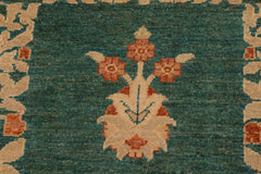 handmade Transitional Kafkaz Green Lt. Tan Hand Knotted RECTANGLE 100% WOOL area rug 9X12