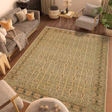 handmade Transitional Kafkaz Beige Brown Hand Knotted RECTANGLE 100% WOOL area rug 9 x 12