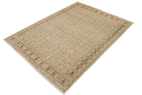 handmade Transitional Kafkaz Beige Brown Hand Knotted RECTANGLE 100% WOOL area rug 9' x 12'