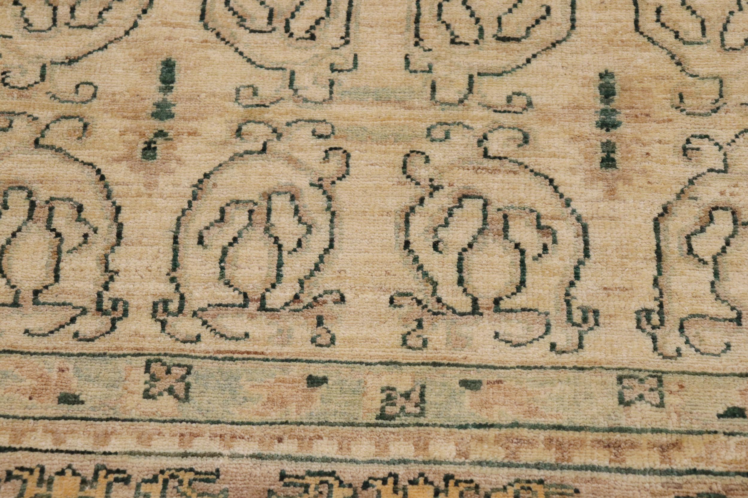 handmade Transitional Kafkaz Beige Brown Hand Knotted RECTANGLE 100% WOOL area rug 9' x 12'