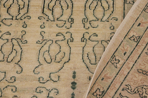 handmade Transitional Kafkaz Beige Brown Hand Knotted RECTANGLE 100% WOOL area rug 9' x 12'