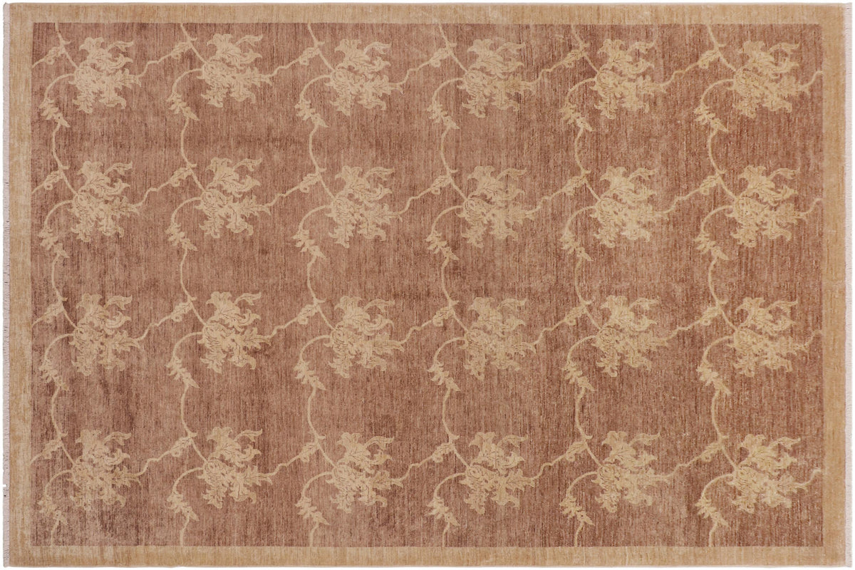 handmade Modern Kafkaz Lt. Brown Tan Hand Knotted RECTANGLE 100% WOOL area rug 9' x 12'