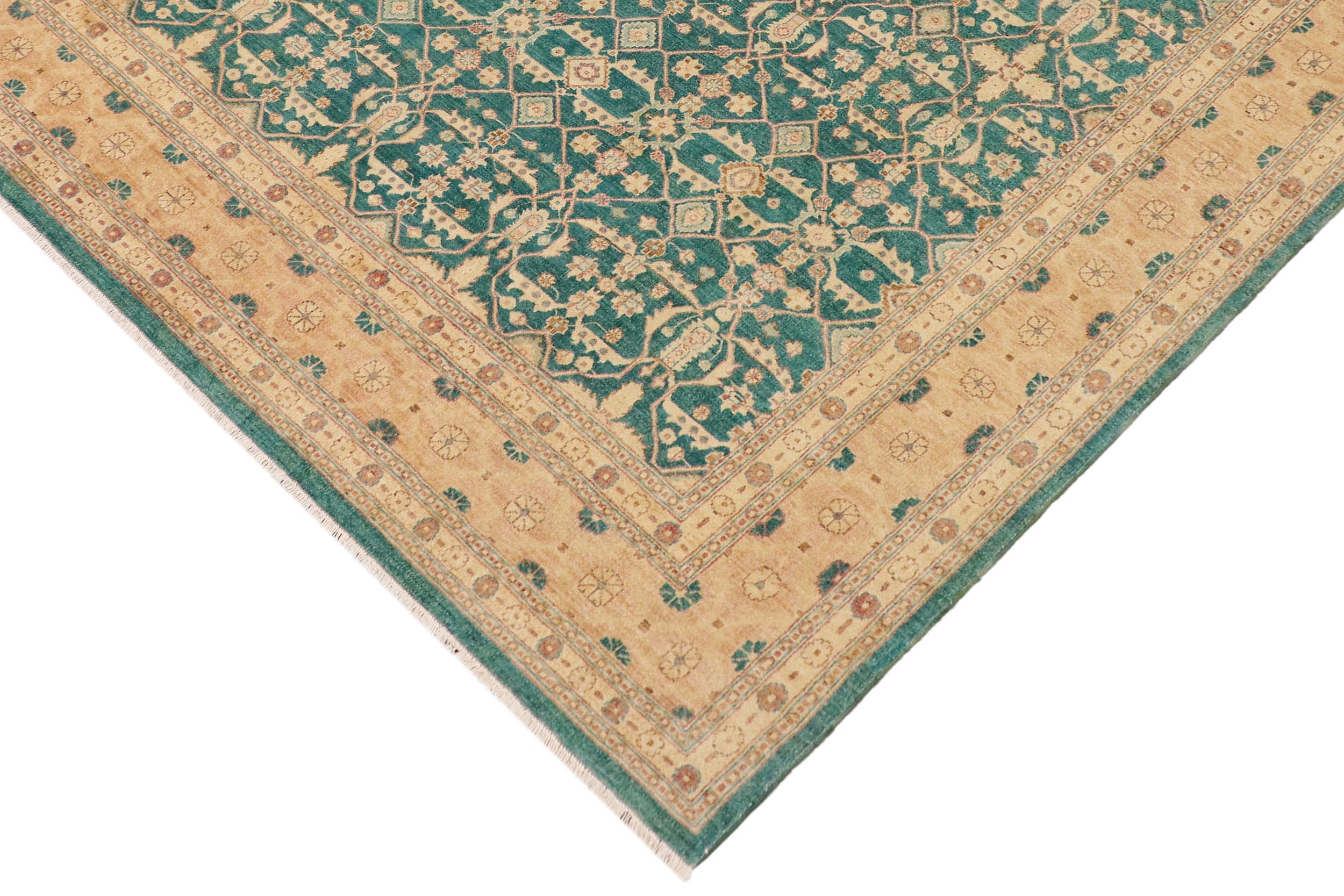 handmade Transitional Kafkaz Lt. Green Nude Hand Knotted RECTANGLE 100% WOOL area rug 9' x 12'