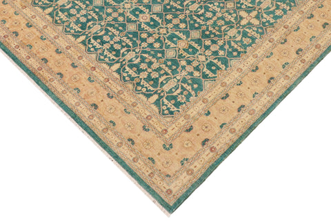 handmade Transitional Kafkaz Lt. Green Nude Hand Knotted RECTANGLE 100% WOOL area rug 9' x 12'