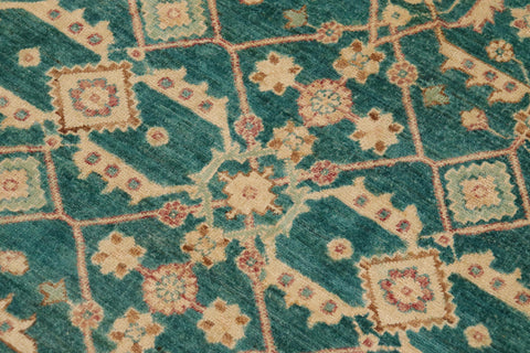 handmade Transitional Kafkaz Lt. Green Nude Hand Knotted RECTANGLE 100% WOOL area rug 9' x 12'