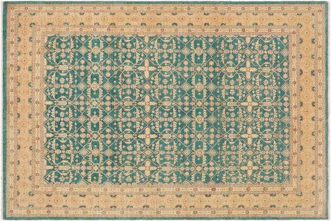 handmade Transitional Kafkaz Lt. Green Nude Hand Knotted RECTANGLE 100% WOOL area rug 9' x 12'