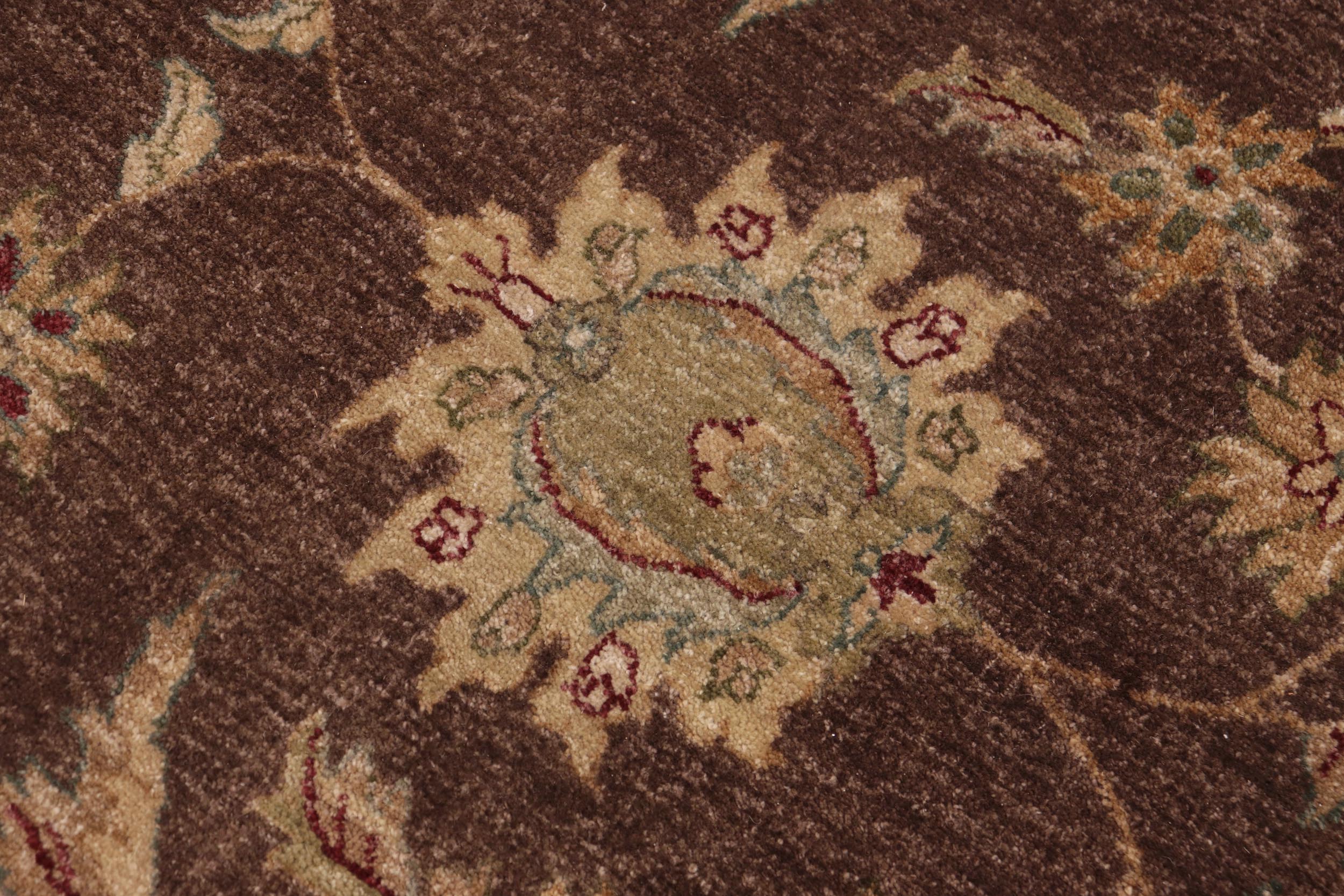 handmade Traditional Kafkaz Brown Tan Hand Knotted RECTANGLE 100% WOOL area rug 9x12