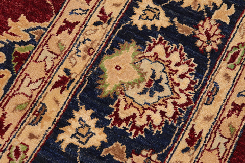 handmade Traditional Kafkaz Red Blue Hand Knotted RECTANGLE 100% WOOL area rug 9x12