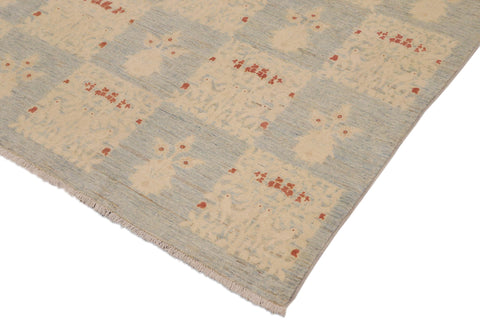 handmade Modern Kafkaz Lt. Blue Beige Hand Knotted RECTANGLE 100% WOOL area rug 9' x 12'