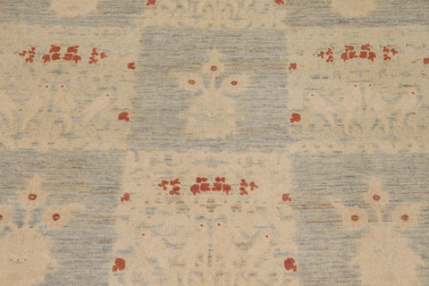 handmade Modern Kafkaz Lt. Blue Beige Hand Knotted RECTANGLE 100% WOOL area rug 9' x 12'