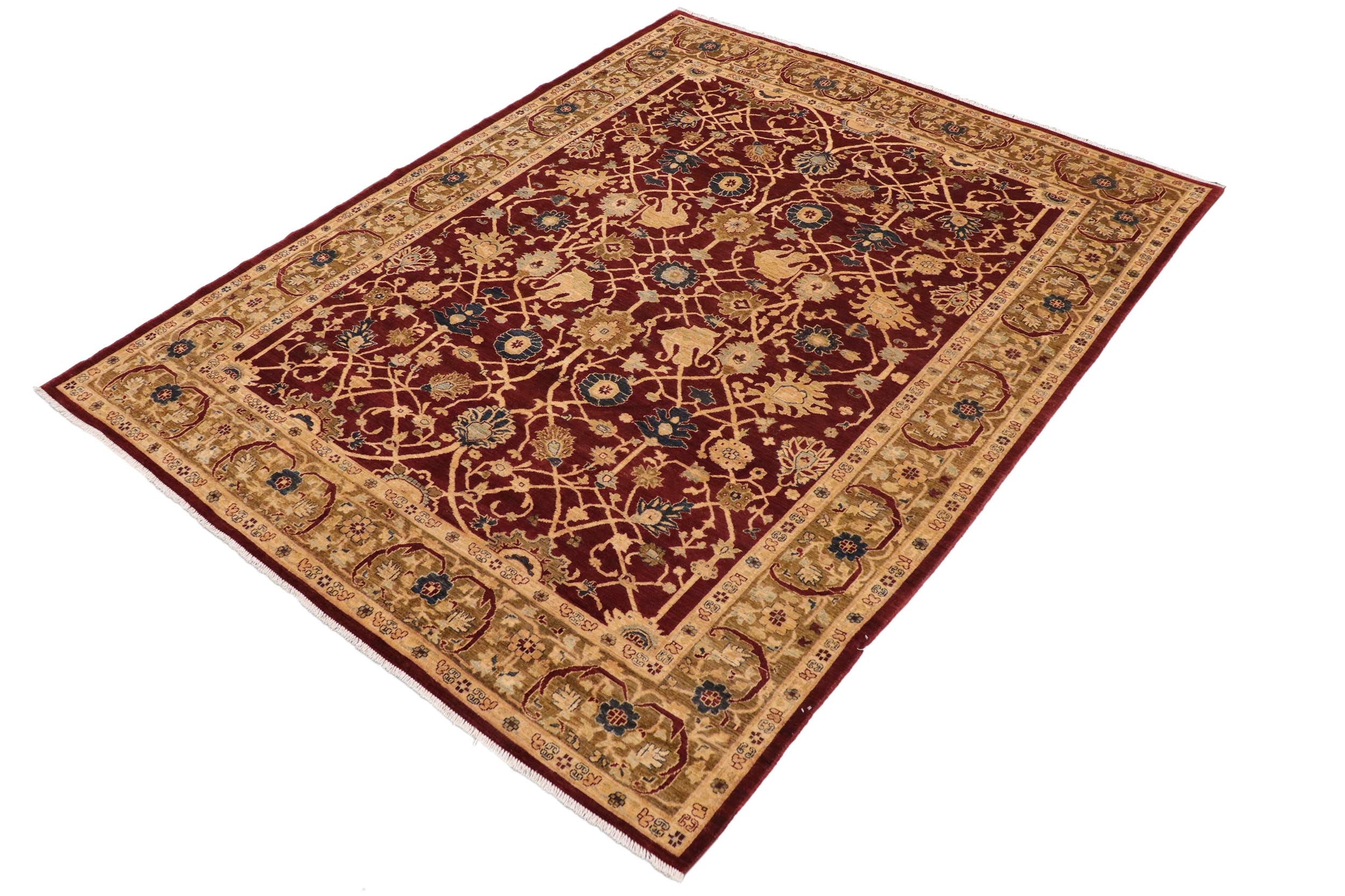 handmade Traditional Kafkaz Wine Red Olive Green Hand Knotted RECTANGLE 100% WOOL area rug 9x12