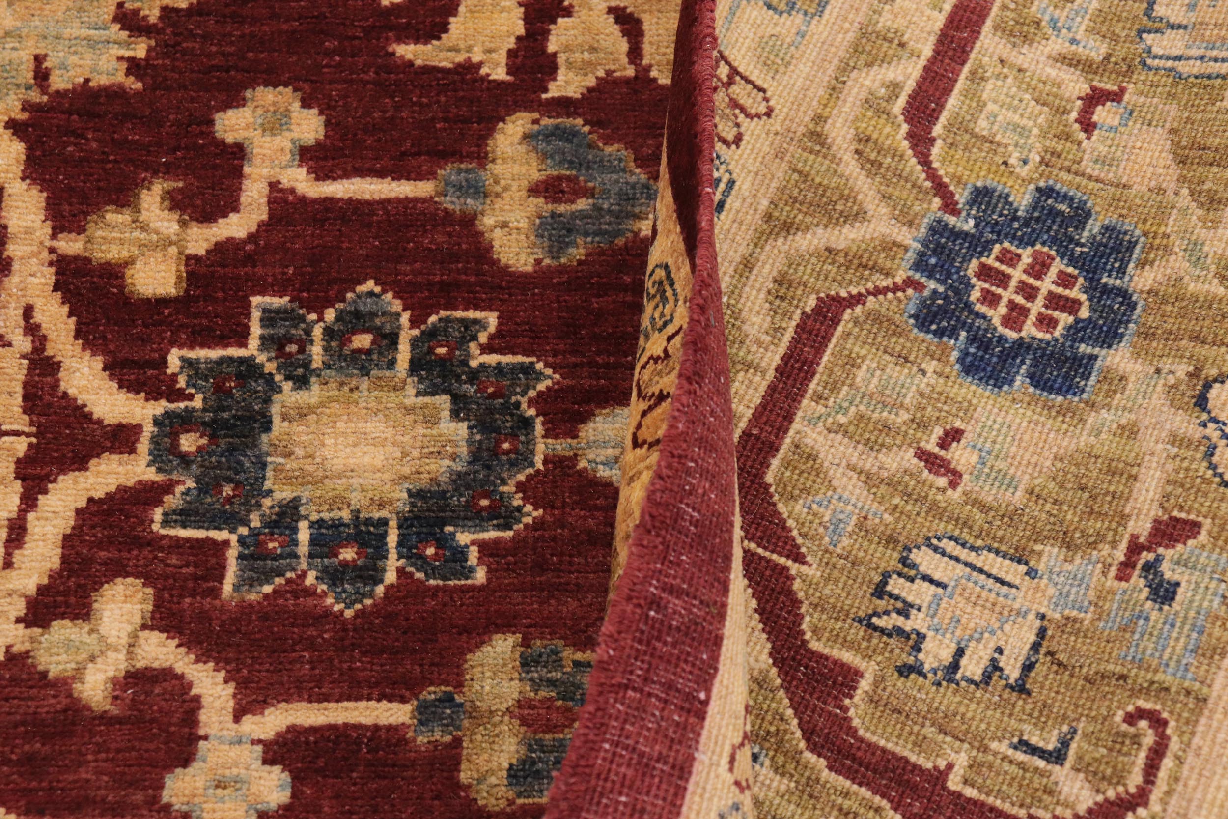 handmade Traditional Kafkaz Wine Red Olive Green Hand Knotted RECTANGLE 100% WOOL area rug 9x12