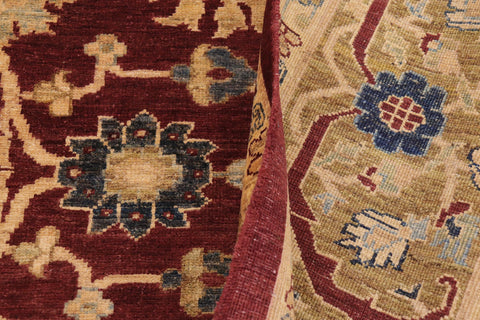 handmade Traditional Kafkaz Wine Red Olive Green Hand Knotted RECTANGLE 100% WOOL area rug 9x12