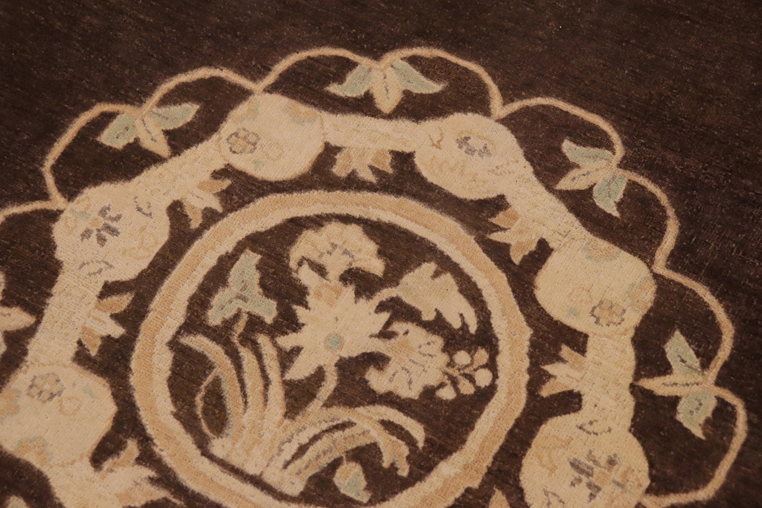 handmade Traditional Kafkaz Brown Beige Hand Knotted RECTANGLE 100% WOOL area rug 9' x 12'