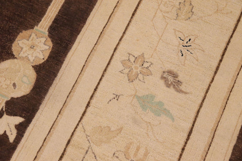 handmade Traditional Kafkaz Brown Beige Hand Knotted RECTANGLE 100% WOOL area rug 9' x 12'