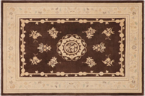 handmade Traditional Kafkaz Brown Beige Hand Knotted RECTANGLE 100% WOOL area rug 9' x 12'