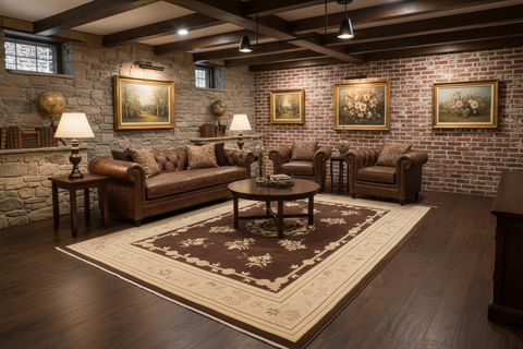 handmade Traditional Kafkaz Brown Beige Hand Knotted RECTANGLE 100% WOOL area rug 9' x 12'