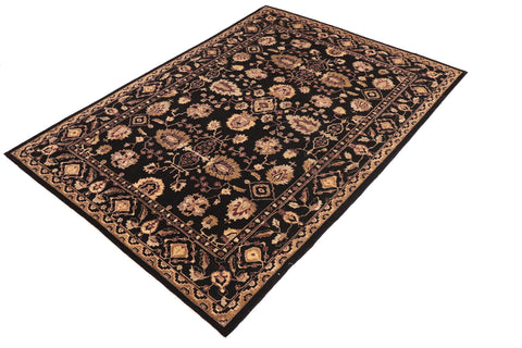 handmade Traditional Kafkaz Black Aubergine Hand Knotted RECTANGLE 100% WOOL area rug 8x11