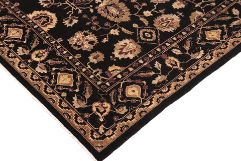 handmade Traditional Kafkaz Black Aubergine Hand Knotted RECTANGLE 100% WOOL area rug 8x11