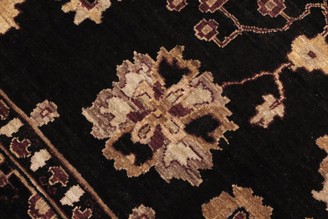 handmade Traditional Kafkaz Black Aubergine Hand Knotted RECTANGLE 100% WOOL area rug 8x11
