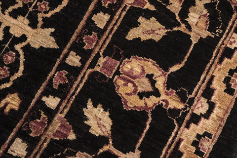 handmade Traditional Kafkaz Black Aubergine Hand Knotted RECTANGLE 100% WOOL area rug 8x11