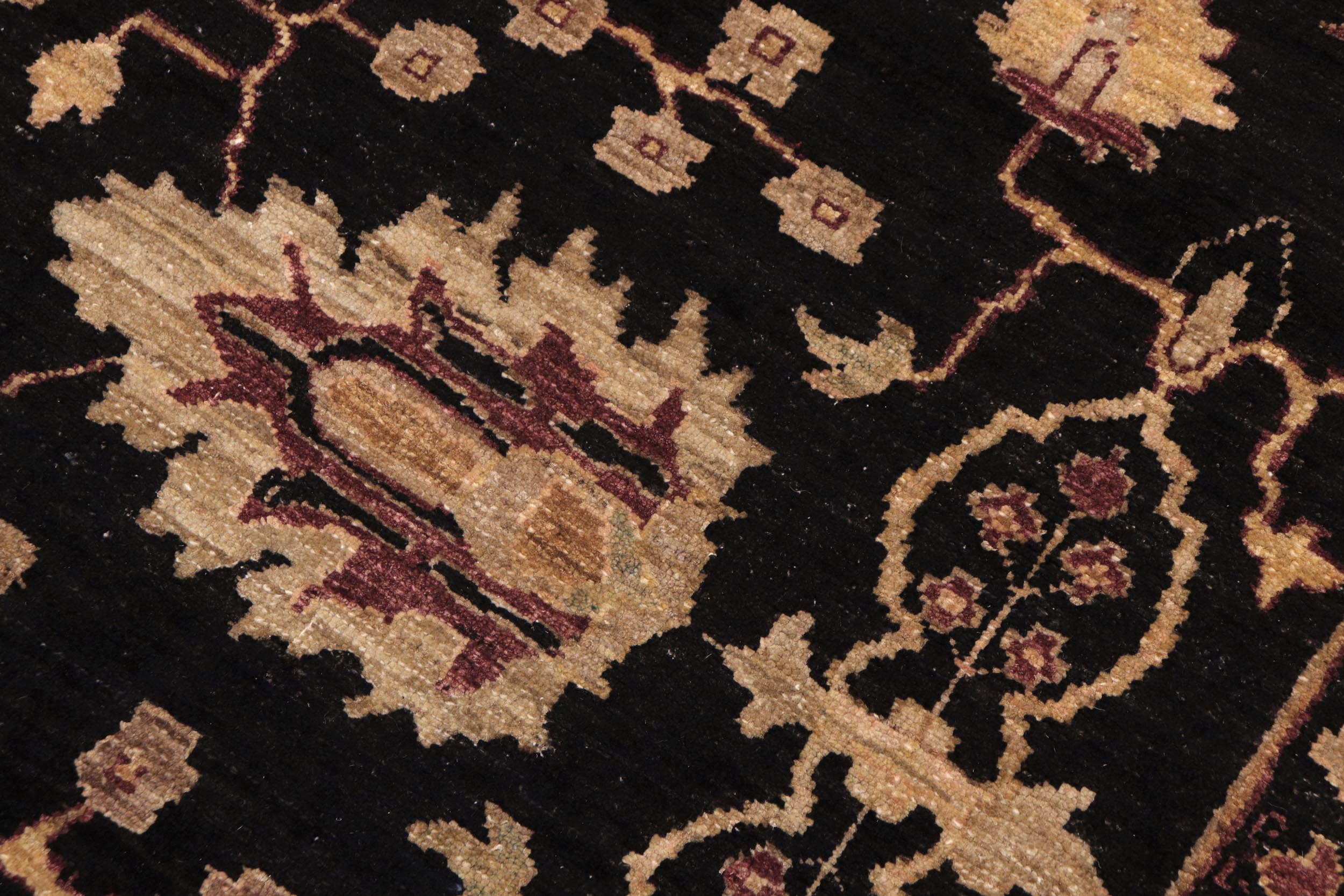 handmade Traditional Kafkaz Black Aubergine Hand Knotted RECTANGLE 100% WOOL area rug 8x11