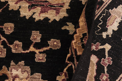 handmade Traditional Kafkaz Black Aubergine Hand Knotted RECTANGLE 100% WOOL area rug 8x11