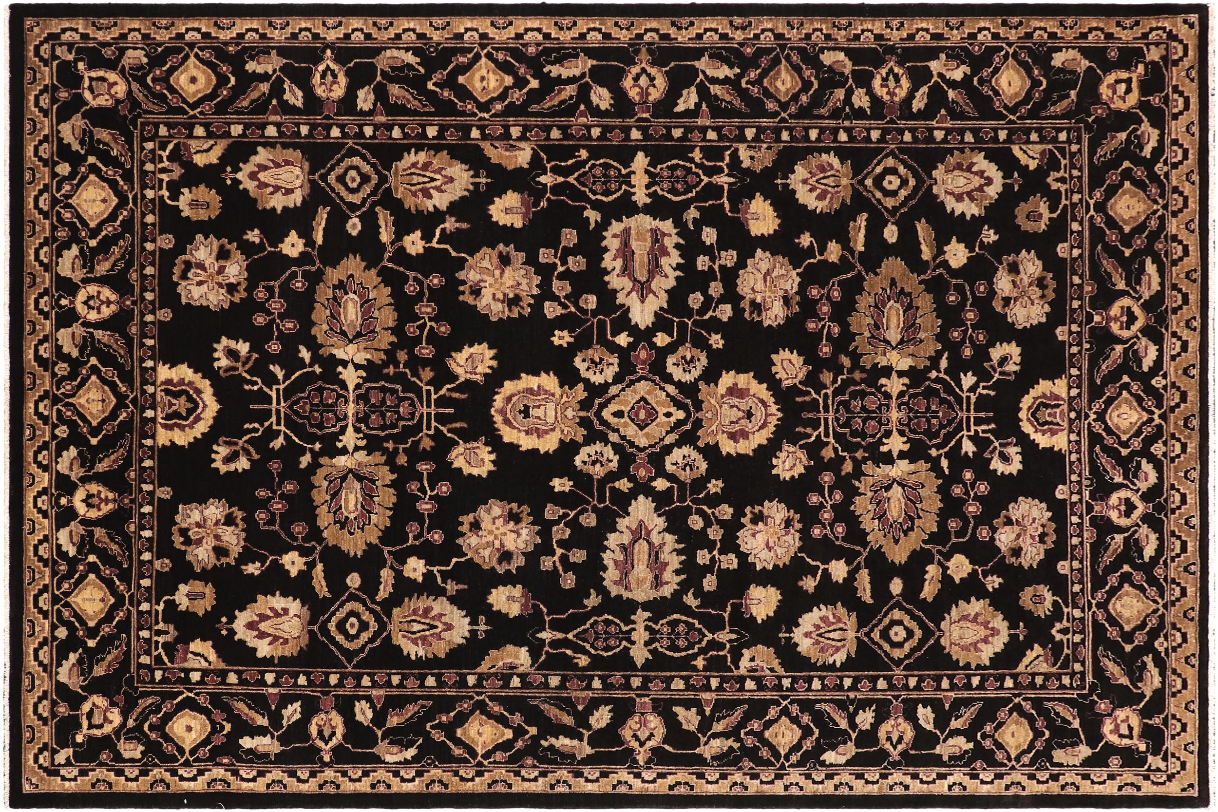 handmade Traditional Kafkaz Black Aubergine Hand Knotted RECTANGLE 100% WOOL area rug 8x11