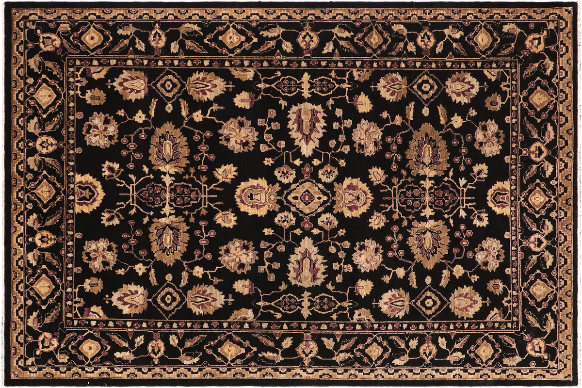 handmade Traditional Kafkaz Black Aubergine Hand Knotted RECTANGLE 100% WOOL area rug 8x11