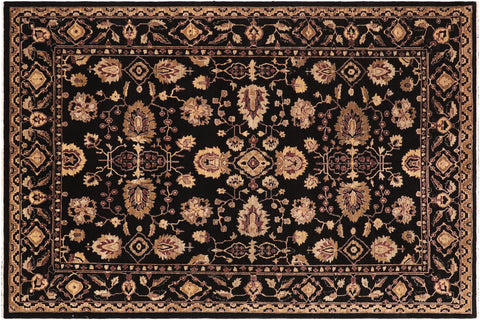 handmade Traditional Kafkaz Black Aubergine Hand Knotted RECTANGLE 100% WOOL area rug 8x11