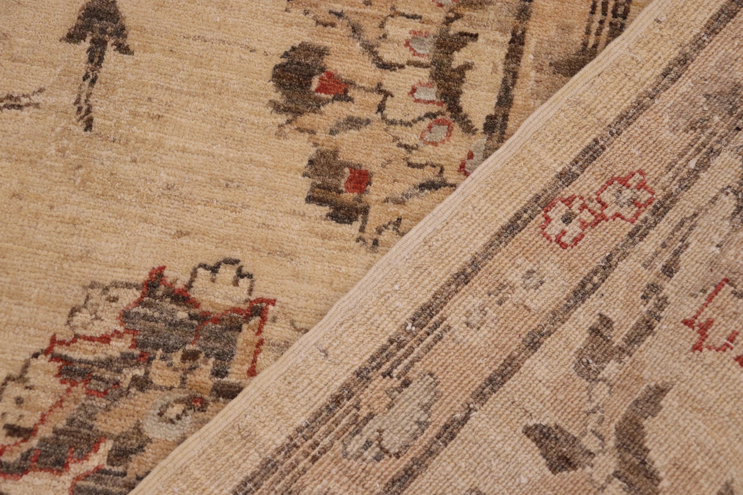 handmade Traditional Kafkaz Beige Tan Hand Knotted RECTANGLE 100% WOOL area rug 9x12