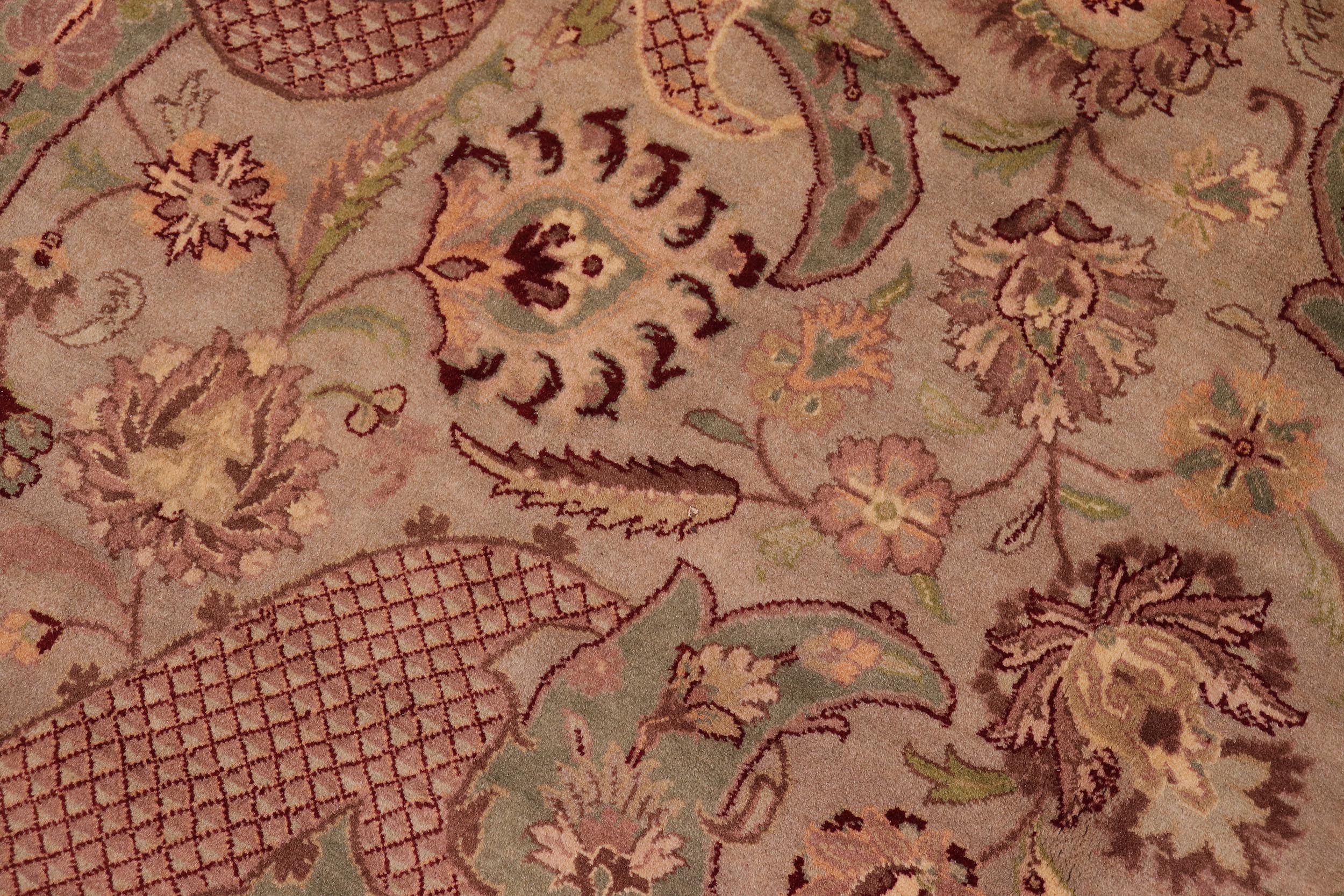 handmade Traditional Agra Lt. Green Lt. Green Hand Knotted RECTANGLE 100% WOOL area rug 9x12