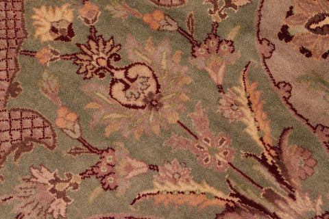 handmade Traditional Agra Lt. Green Lt. Green Hand Knotted RECTANGLE 100% WOOL area rug 9x12