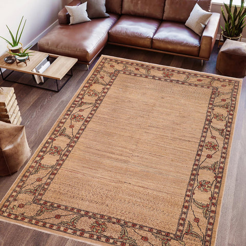 handmade Modern Gabbeh Beige Rust Hand Knotted RECTANGLE 100% WOOL area rug 6' x 9'
