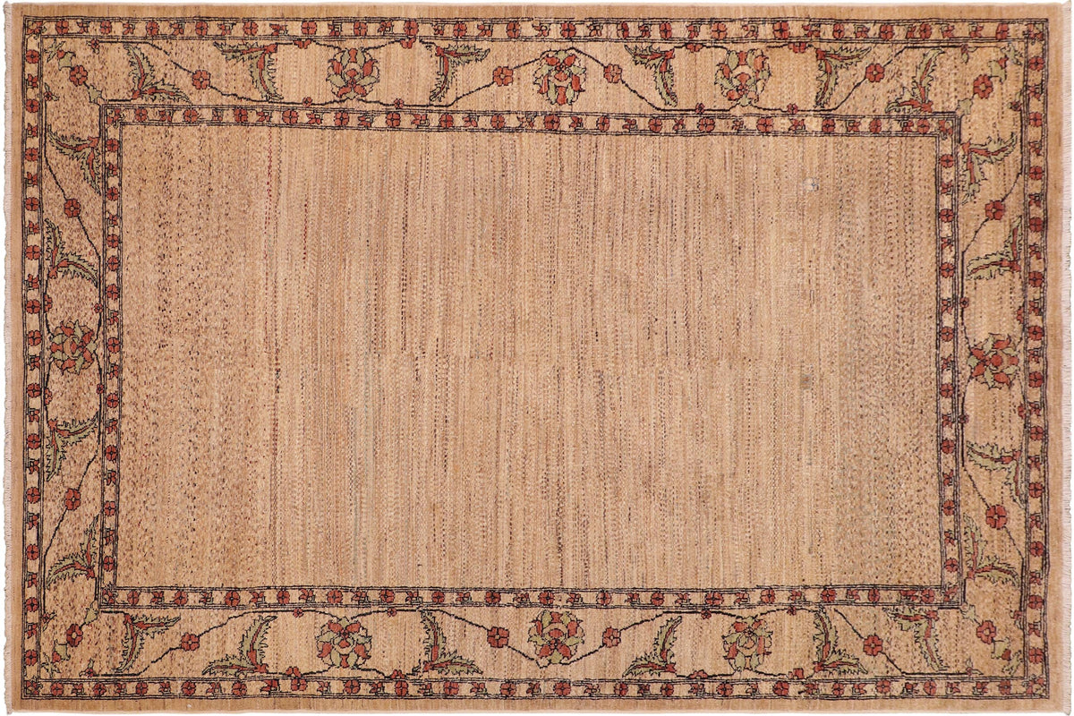 handmade Modern Gabbeh Beige Rust Hand Knotted RECTANGLE 100% WOOL area rug 6' x 9'