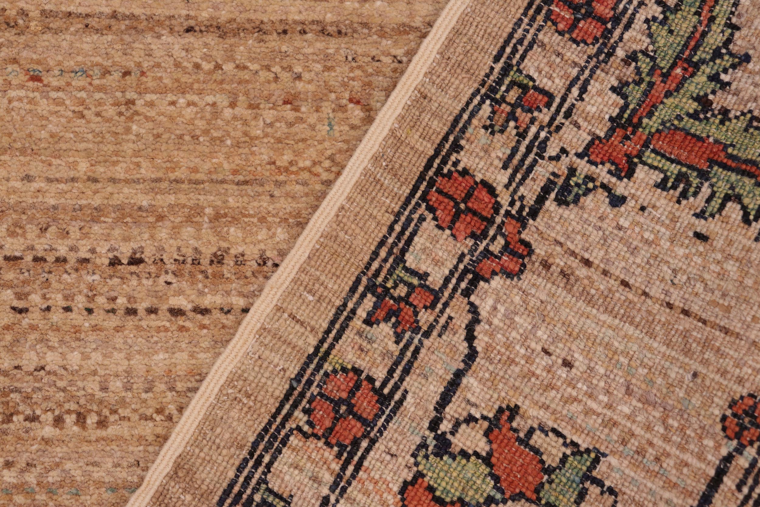 handmade Modern Gabbeh Beige Rust Hand Knotted RECTANGLE 100% WOOL area rug 6' x 9'