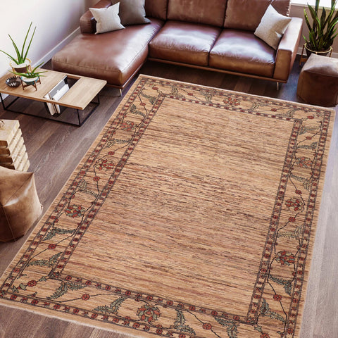 handmade Modern Gabbeh Beige Rust Hand Knotted RECTANGLE 100% WOOL area rug 6' x 9'