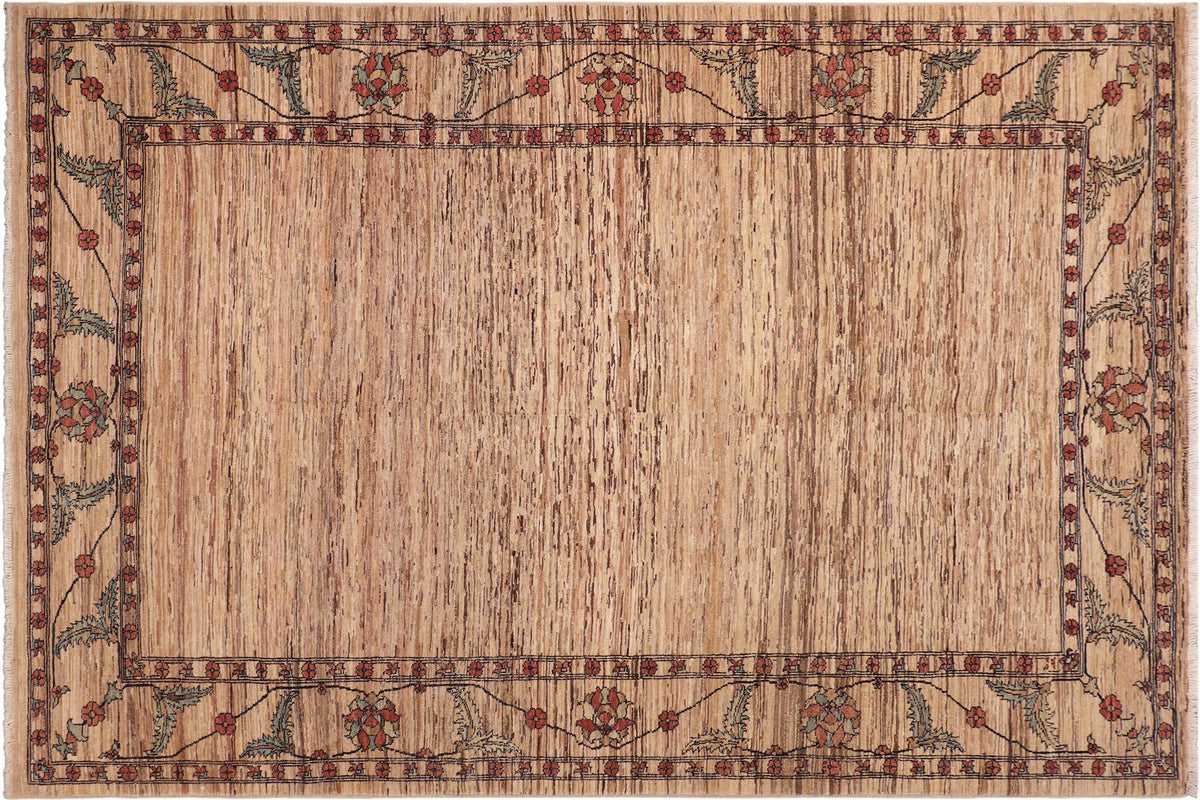 handmade Modern Gabbeh Beige Rust Hand Knotted RECTANGLE 100% WOOL area rug 6' x 9'