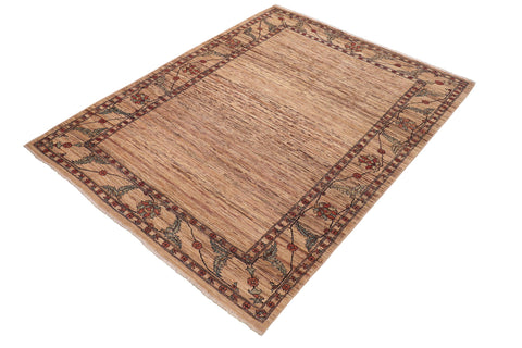 handmade Modern Gabbeh Beige Rust Hand Knotted RECTANGLE 100% WOOL area rug 6' x 9'